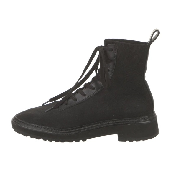 Loeffler Randall Brady Stretch Knit Combat Boots Ankle shoes $395 10 black - Picture 1 of 6